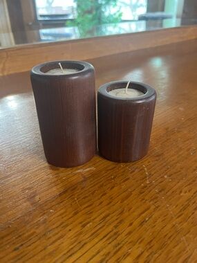 Wooden Tea Light Candle Holders  - Set of 2